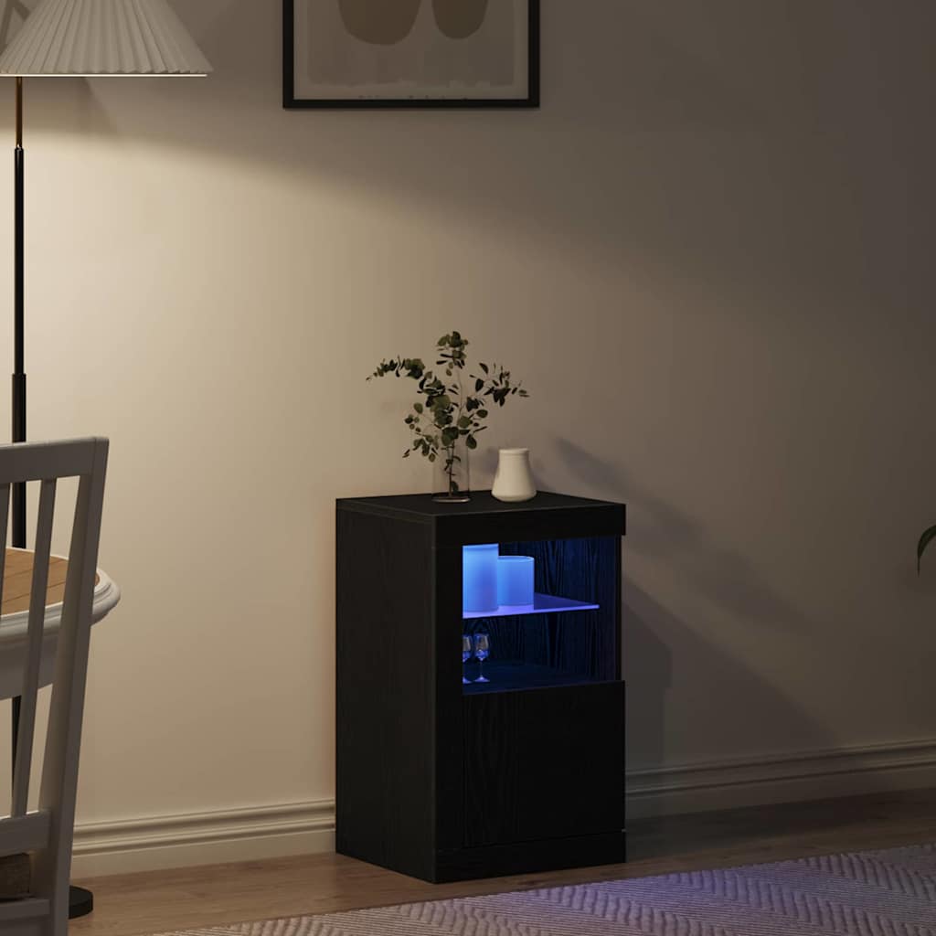 LED tálaló 41 x 37 x 67 cm Szerelt Fa Fekete tölgy