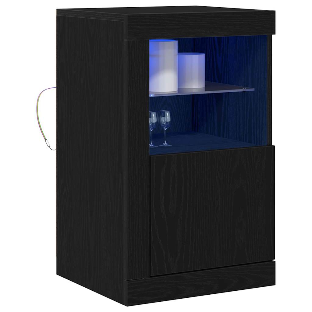 LED tálaló 41 x 37 x 67 cm Szerelt Fa Fekete tölgy