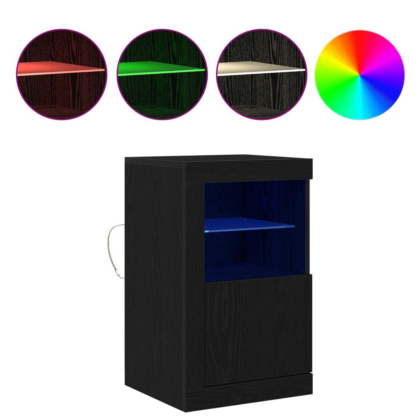 LED tálaló 41 x 37 x 67 cm Szerelt Fa Fekete tölgy