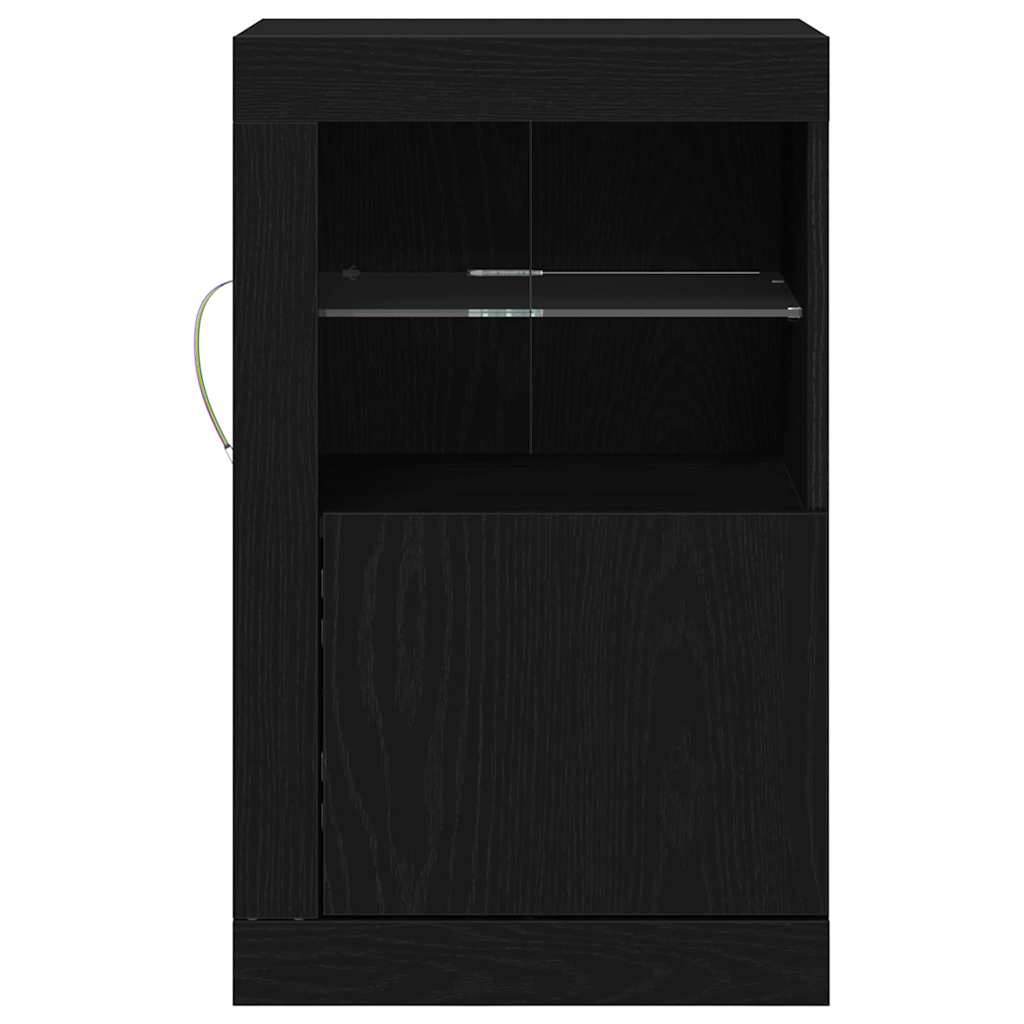 LED tálaló 2 db 41 x 37 x 67 cm Szerelt Fa Fekete tölgy