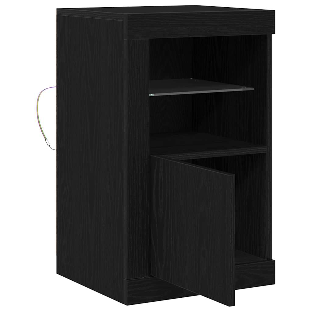 LED tálaló 2 db 41 x 37 x 67 cm Szerelt Fa Fekete tölgy