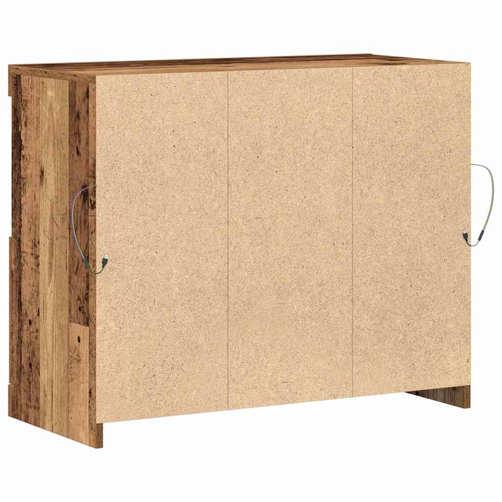 LED tálaló Barna 81 x 37 x 66,5 cm Szerelt Fa