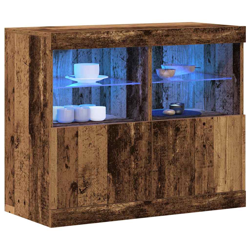 LED tálaló Barna 81 x 37 x 66,5 cm Szerelt Fa