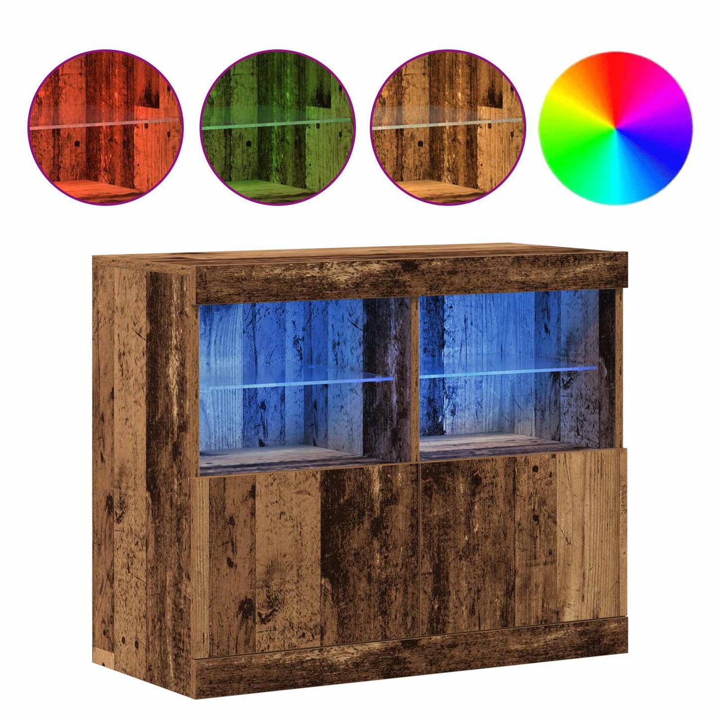 LED tálaló Barna 81 x 37 x 66,5 cm Szerelt Fa