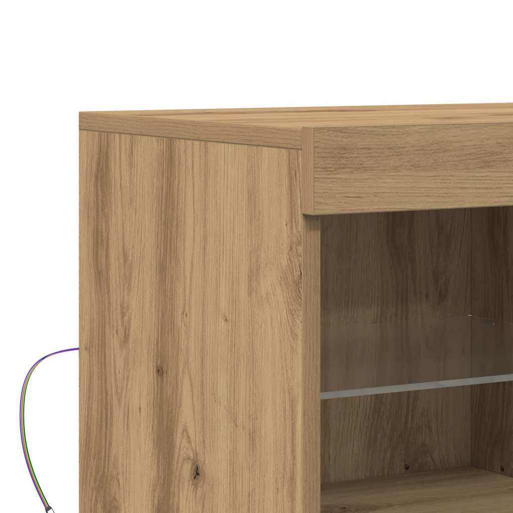 LED tálaló Barna 81 x 37 x 66,5 cm Szerelt Fa