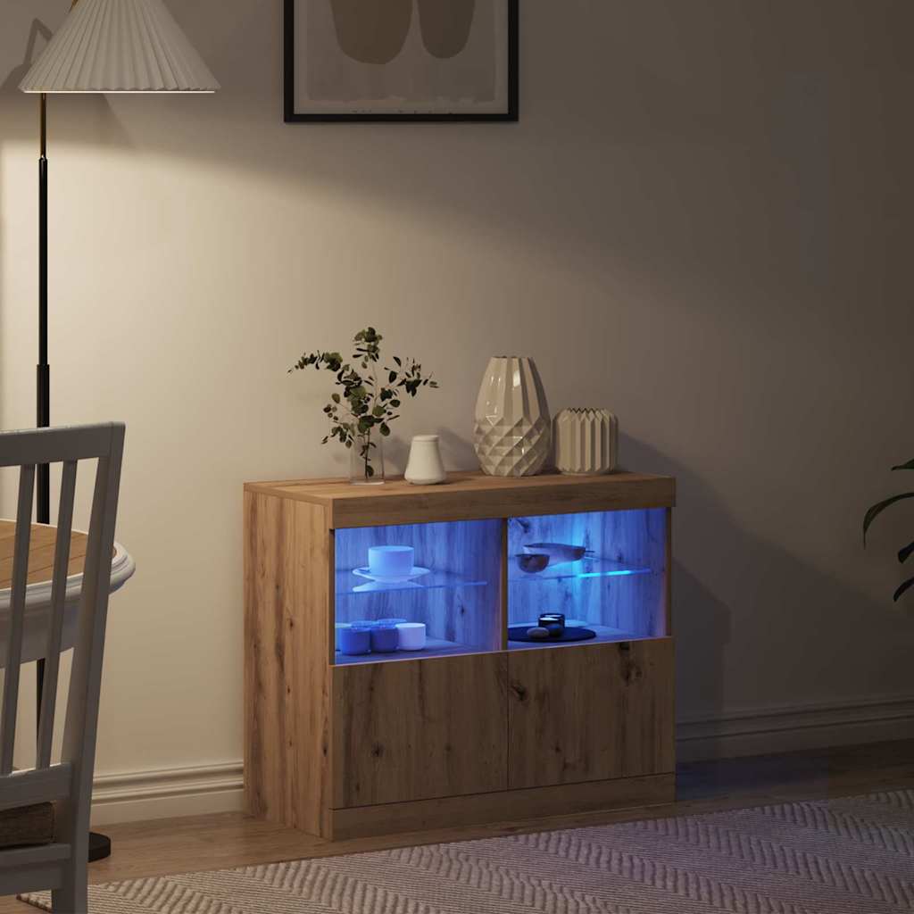 LED tálaló Barna 81 x 37 x 66,5 cm Szerelt Fa