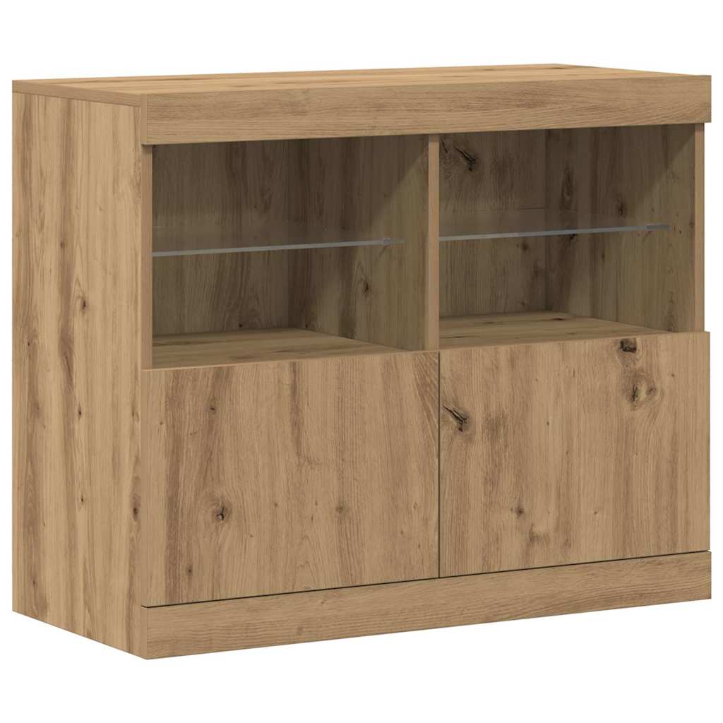 LED tálaló Barna 81 x 37 x 66,5 cm Szerelt Fa
