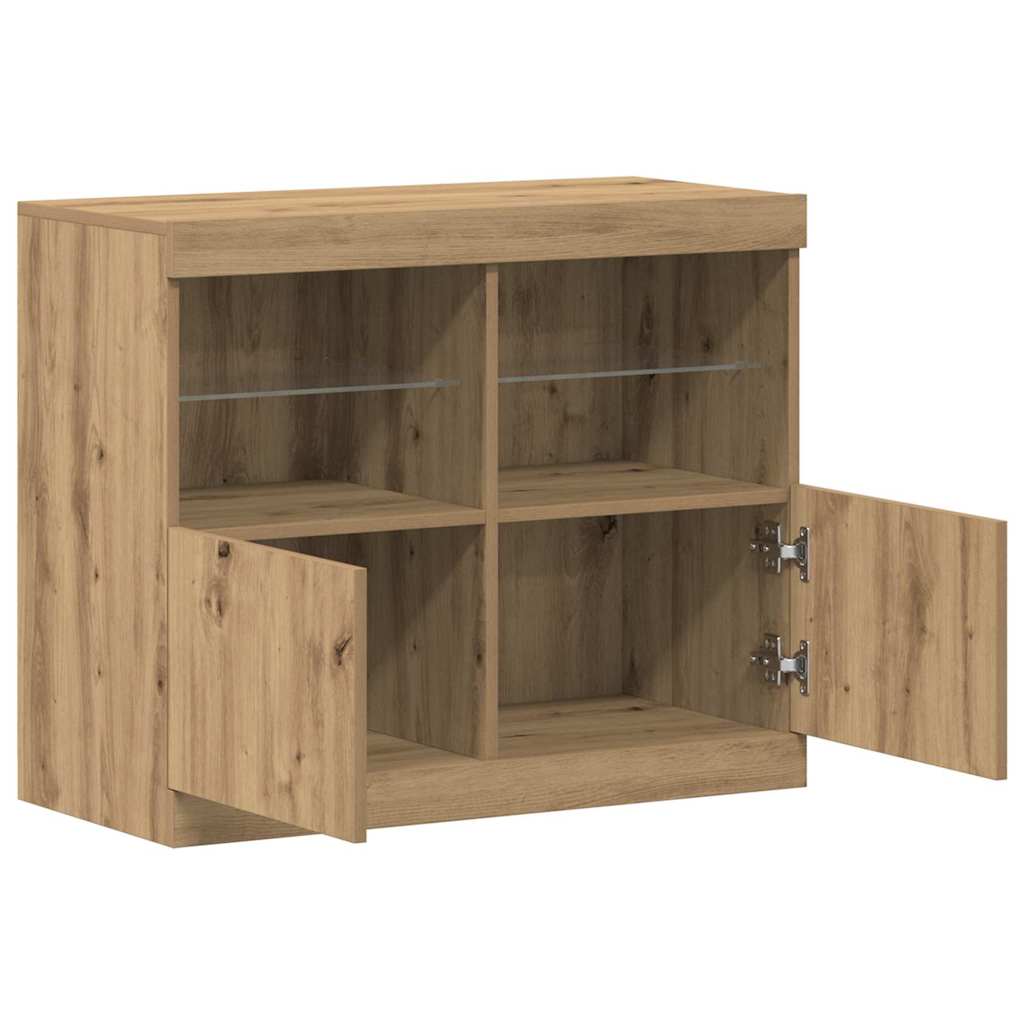 LED tálaló Barna 81 x 37 x 66,5 cm Szerelt Fa