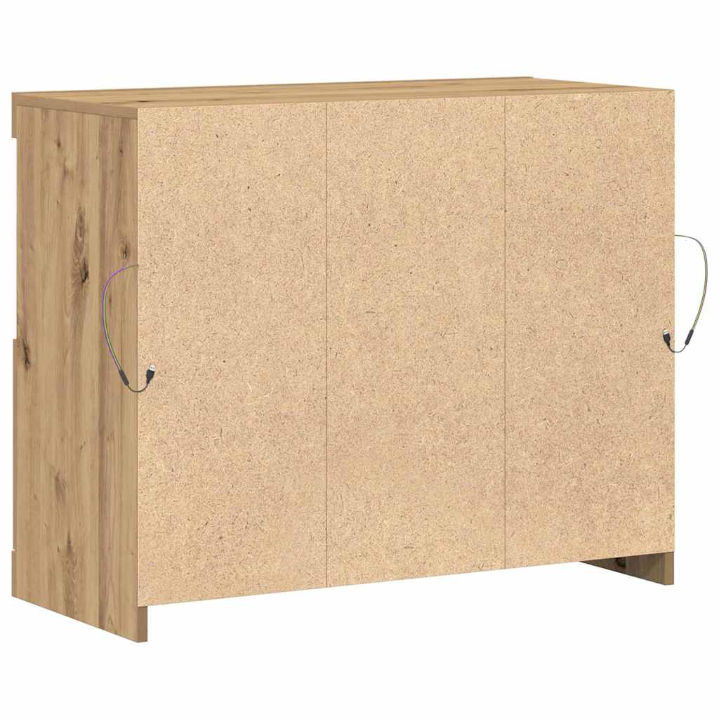 LED tálaló Barna 81 x 37 x 66,5 cm Szerelt Fa