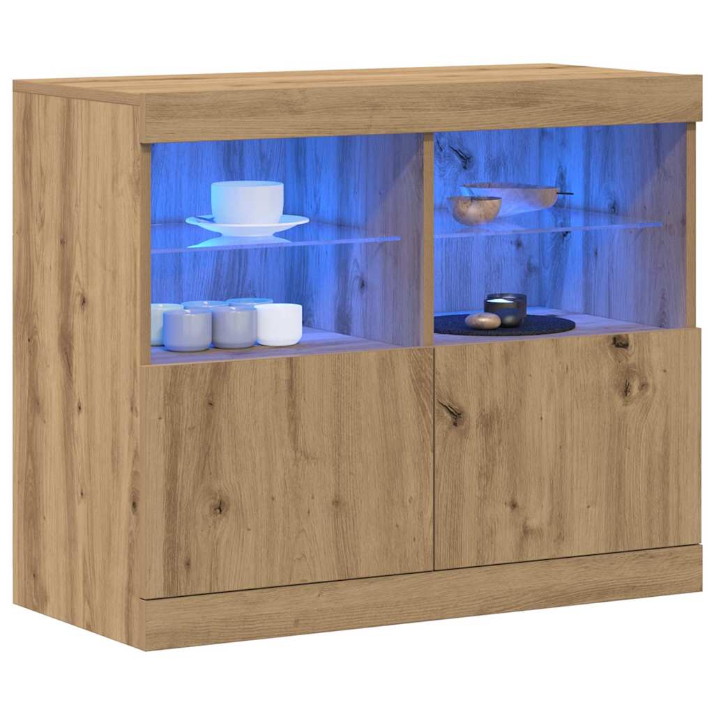 LED tálaló Barna 81 x 37 x 66,5 cm Szerelt Fa