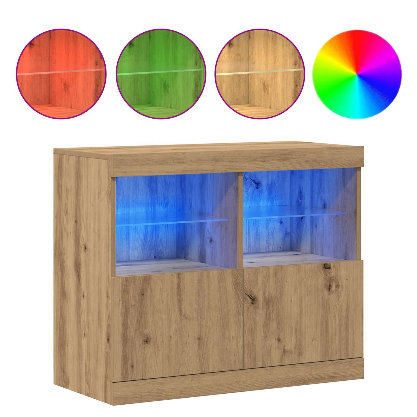 LED tálaló Barna 81 x 37 x 66,5 cm Szerelt Fa