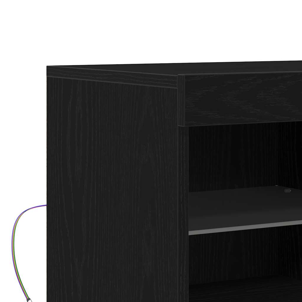 LED tálaló Fekete 81 x 37 x 66,5 cm Szerelt Fa