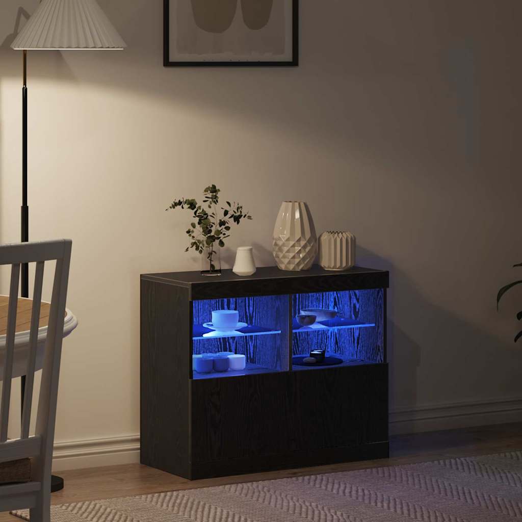 LED tálaló Fekete 81 x 37 x 66,5 cm Szerelt Fa