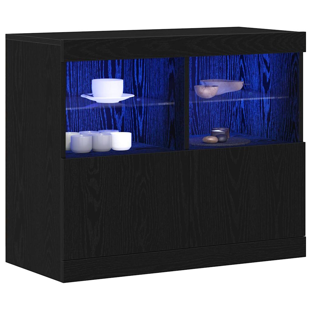 LED tálaló Fekete 81 x 37 x 66,5 cm Szerelt Fa