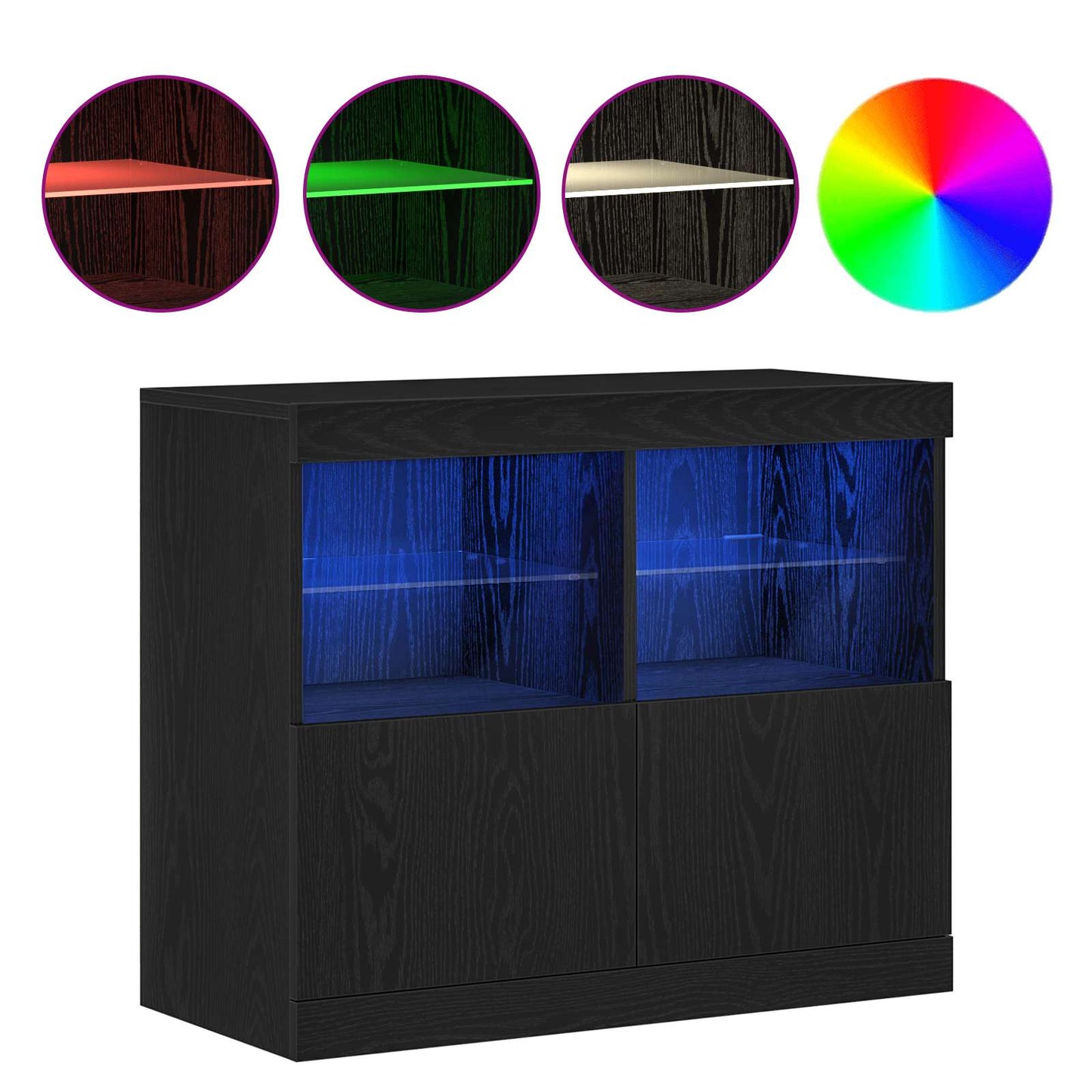 LED tálaló Fekete 81 x 37 x 66,5 cm Szerelt Fa