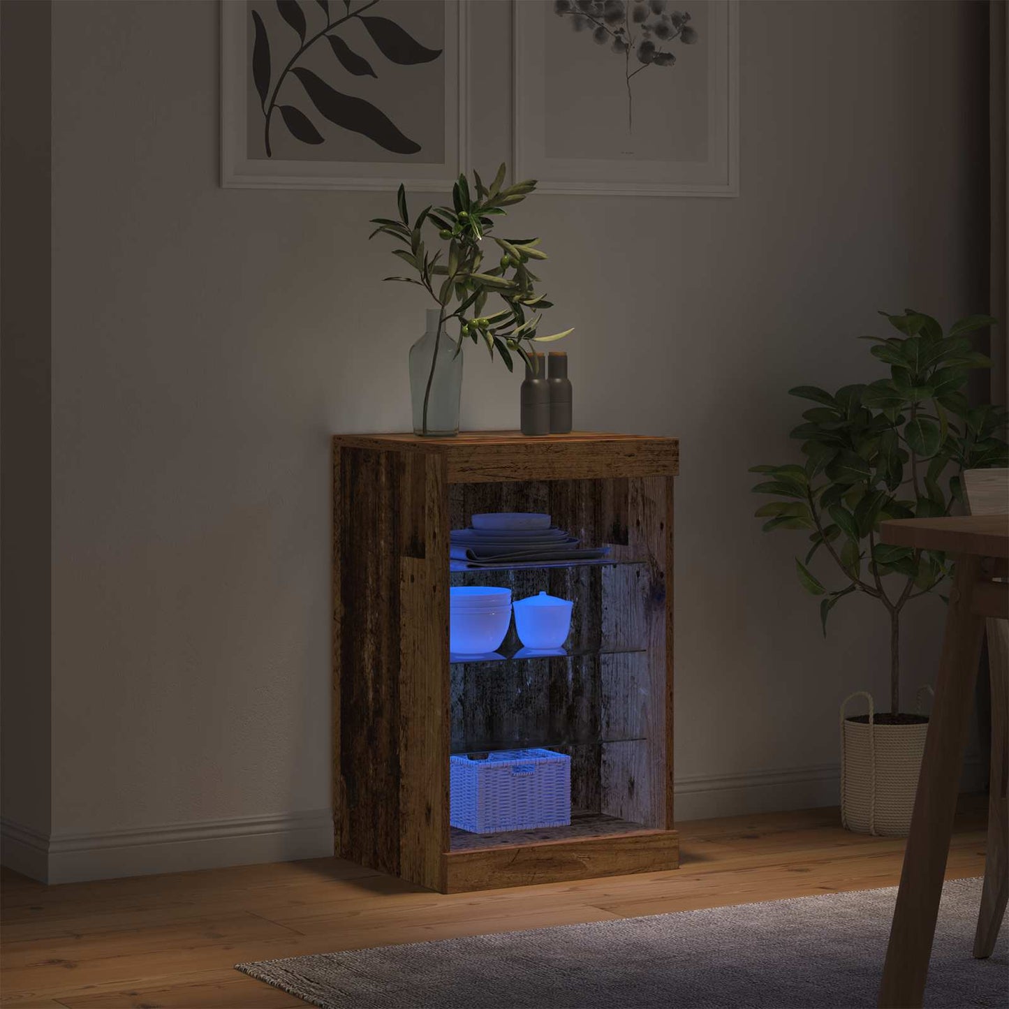 LED tálaló Öreg fa 41 x 37 x 67 cm Szerelt Fa