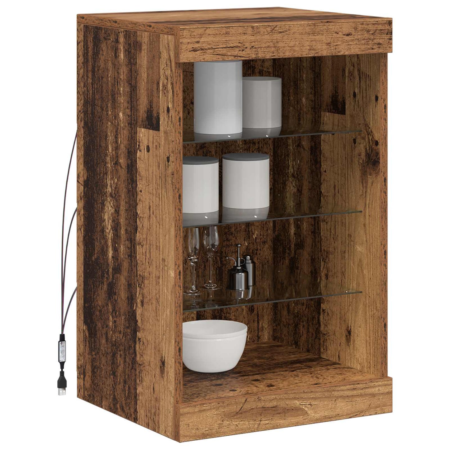 LED tálaló Öreg fa 41 x 37 x 67 cm Szerelt Fa
