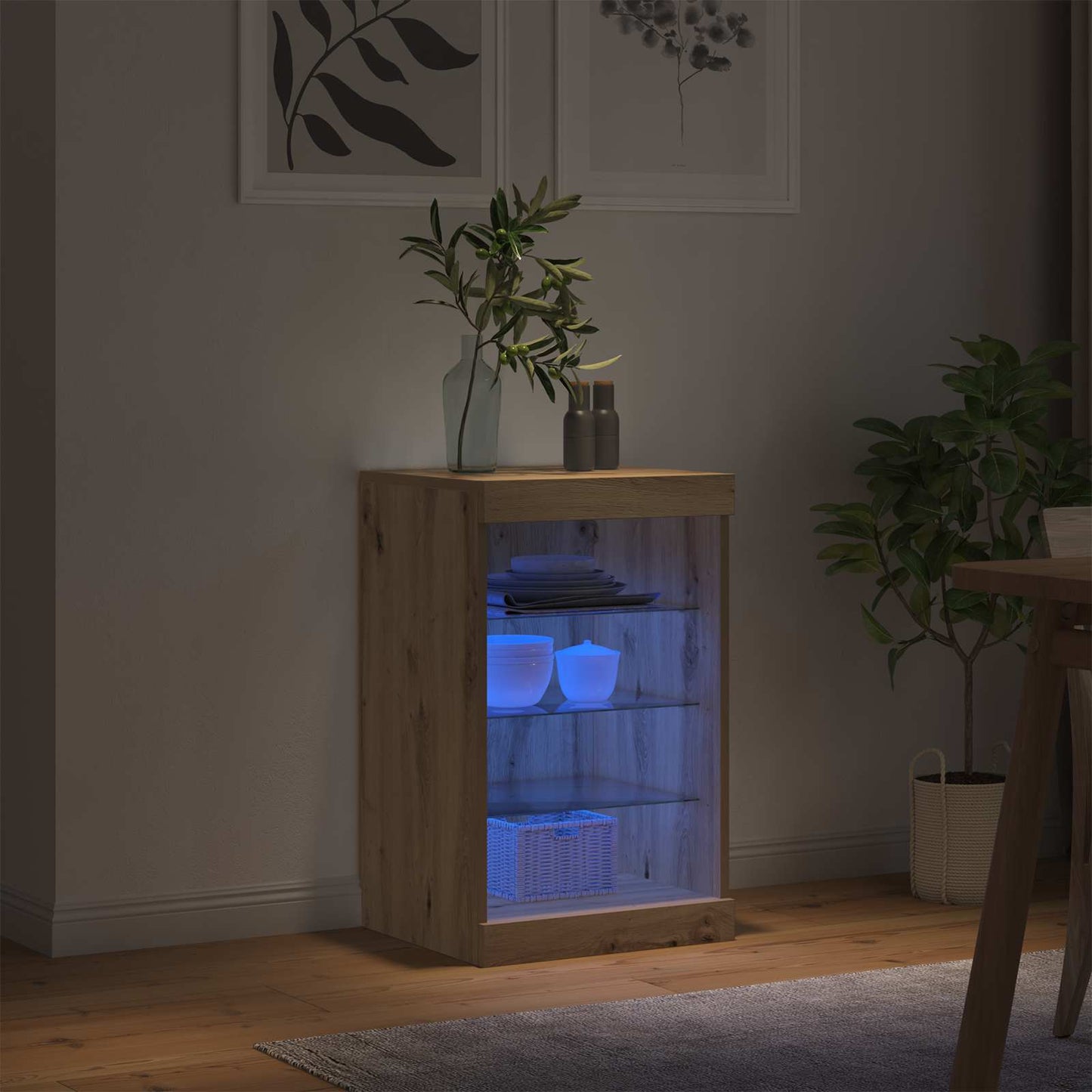 LED tálaló Artisan tölgy 41 x 37 x 67 cm Szerelt Fa