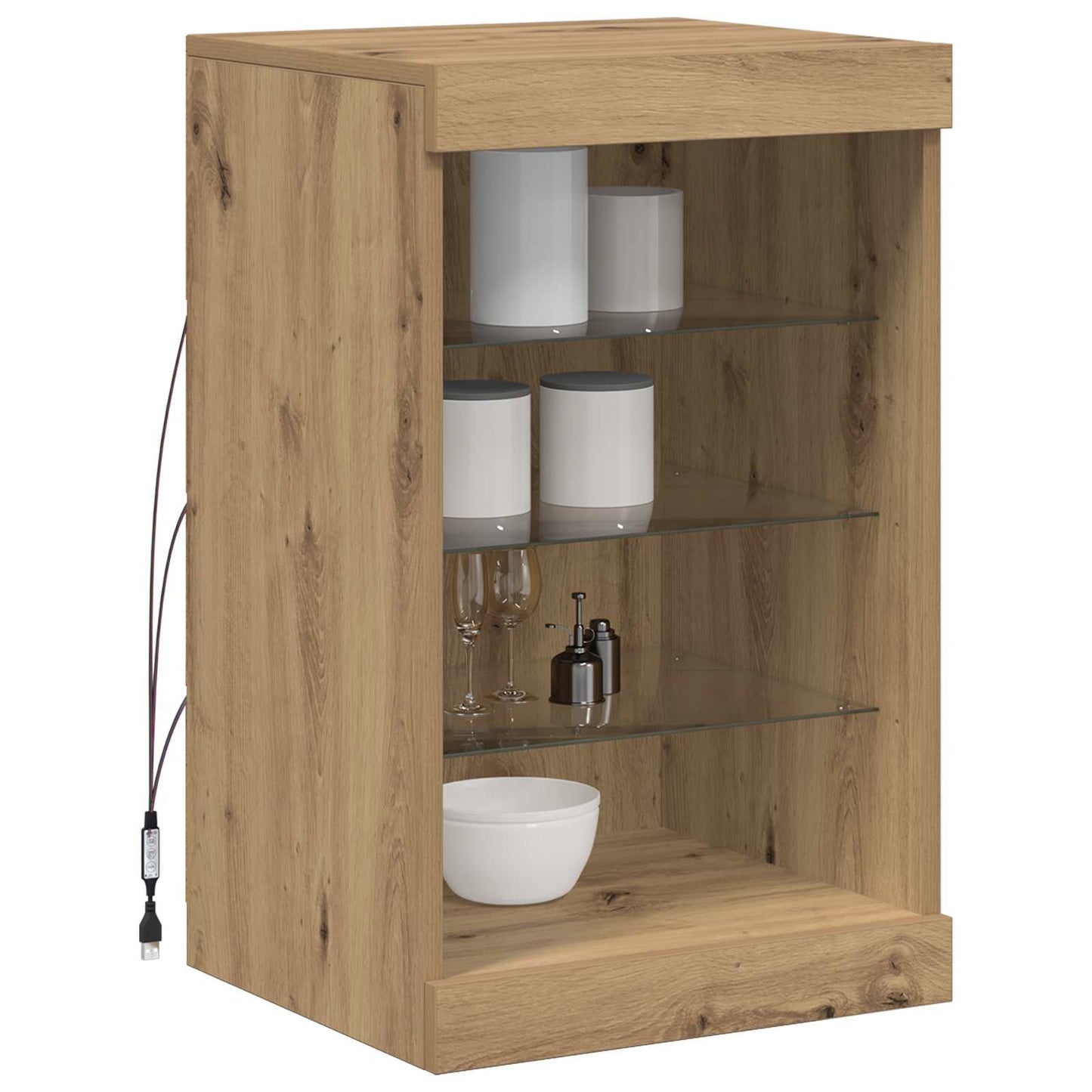 LED tálaló Artisan tölgy 41 x 37 x 67 cm Szerelt Fa