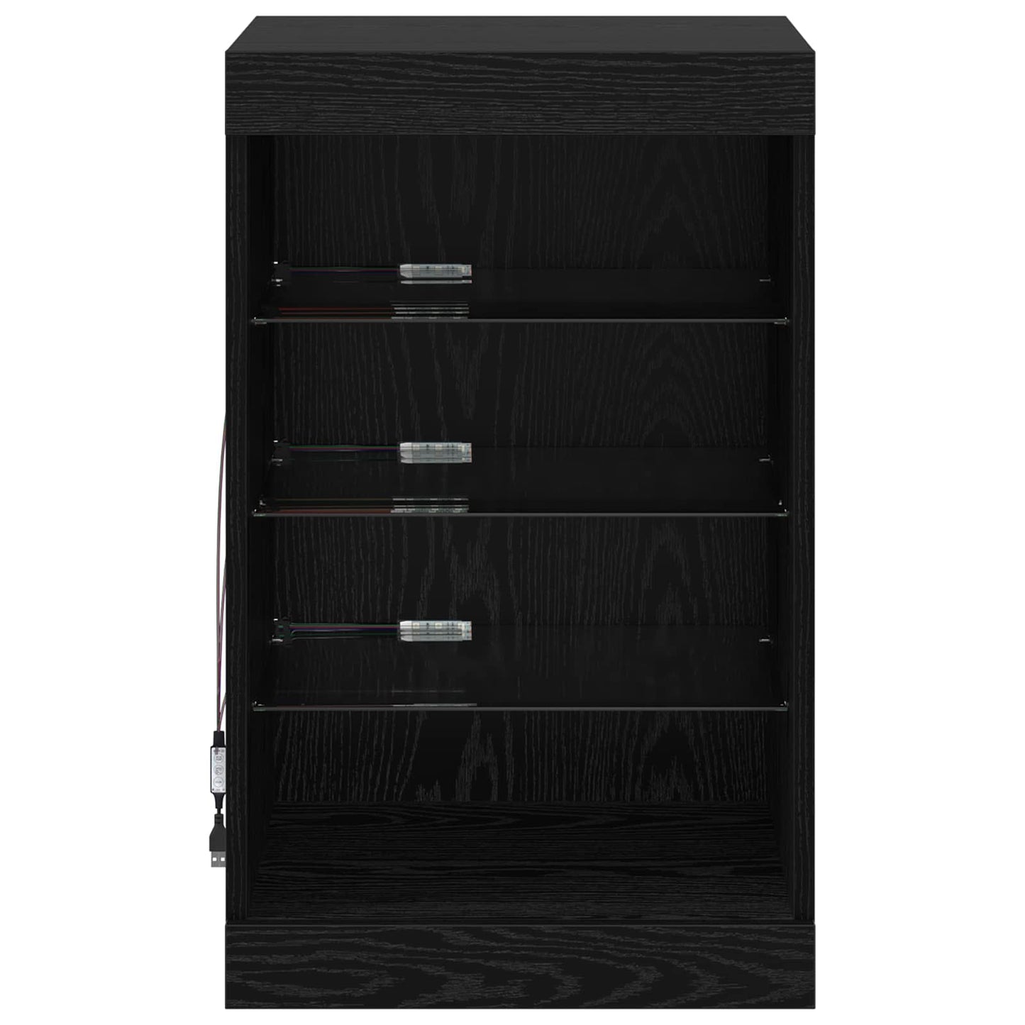 LED tálaló Fekete tölgy 41 x 37 x 67 cm Szerelt Fa