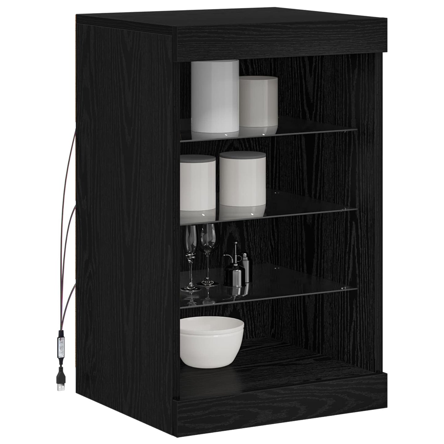 LED tálaló Fekete tölgy 41 x 37 x 67 cm Szerelt Fa