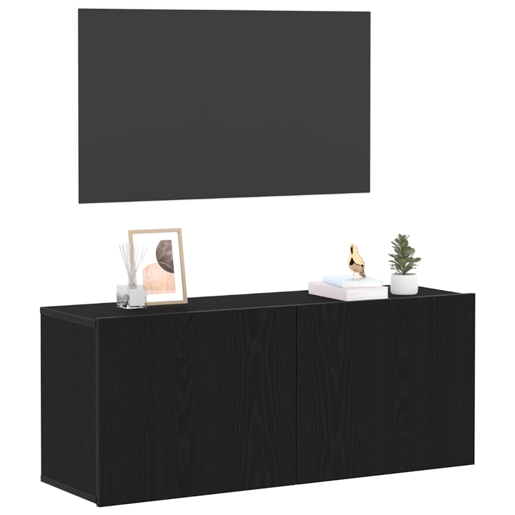 TV szekrény garnitúra 100 x 30 x 41 cm Fekete tölgy Szerelt Fa