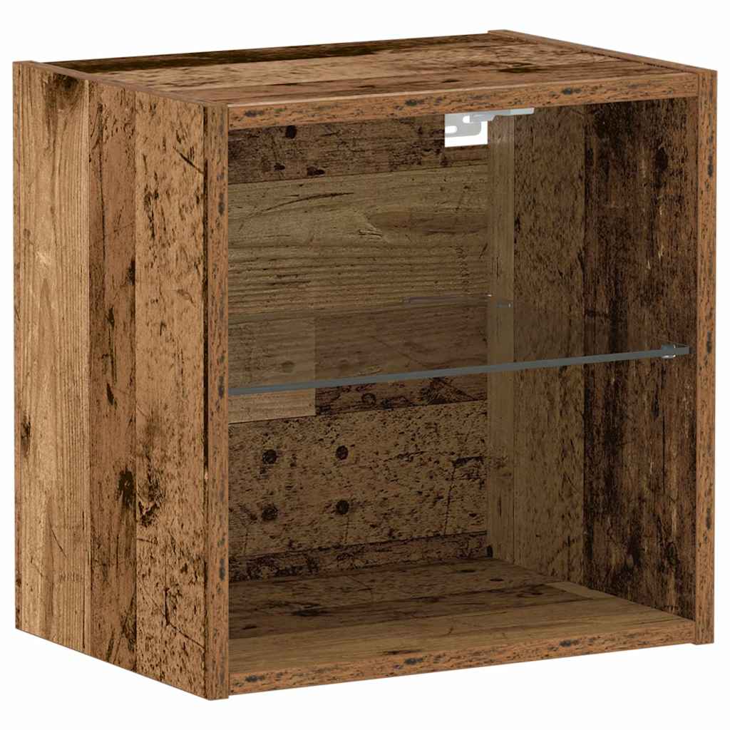 Függő polc LED világítással Barna 40 x 28,5 x 40 cm Szerelt Fa