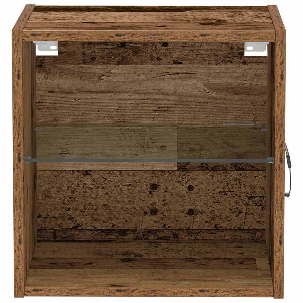 Függő polc LED világítással Barna 40 x 28,5 x 40 cm Szerelt Fa