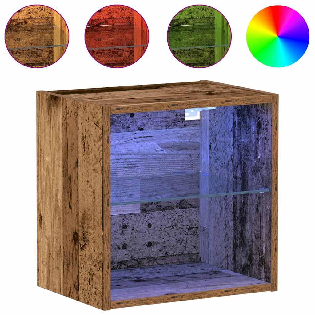 Függő polc LED világítással Barna 40 x 28,5 x 40 cm Szerelt Fa