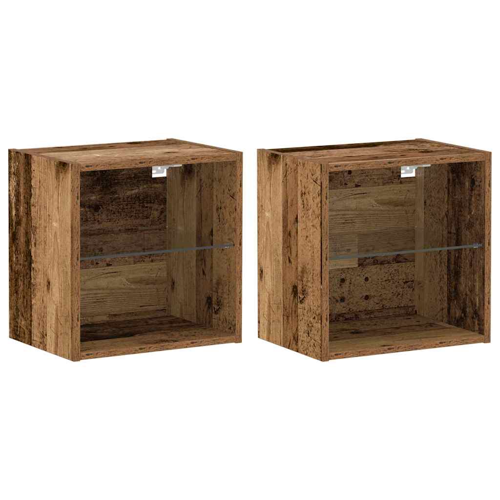 Függő polc LED világítással 2 pcs Barna 40 x 28,5 x 40 cm