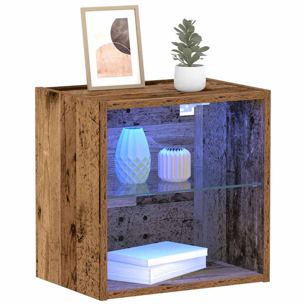 Függő polc LED világítással 2 pcs Barna 40 x 28,5 x 40 cm