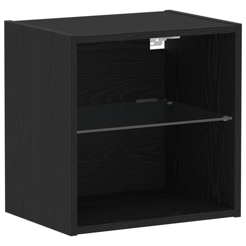 Függő polc LED világítással Fekete 40 x 28,5 x 40 cm Szerelt Fa
