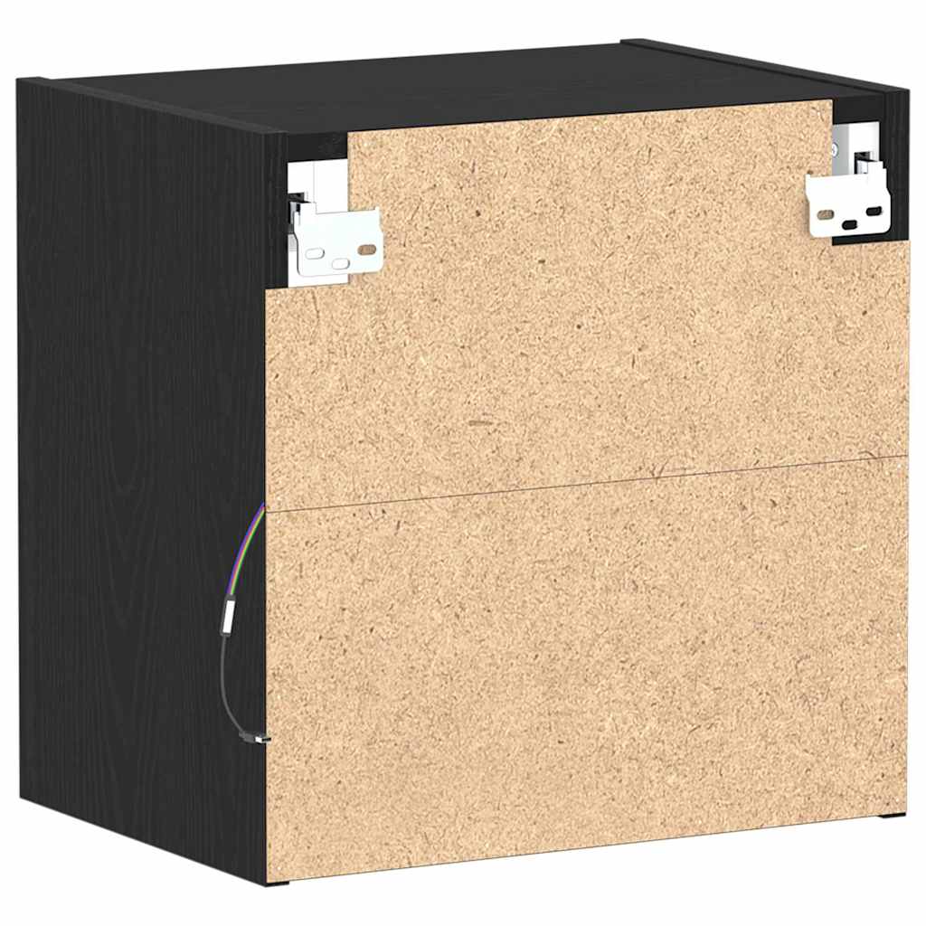 Függő polc LED világítással Fekete 40 x 28,5 x 40 cm Szerelt Fa