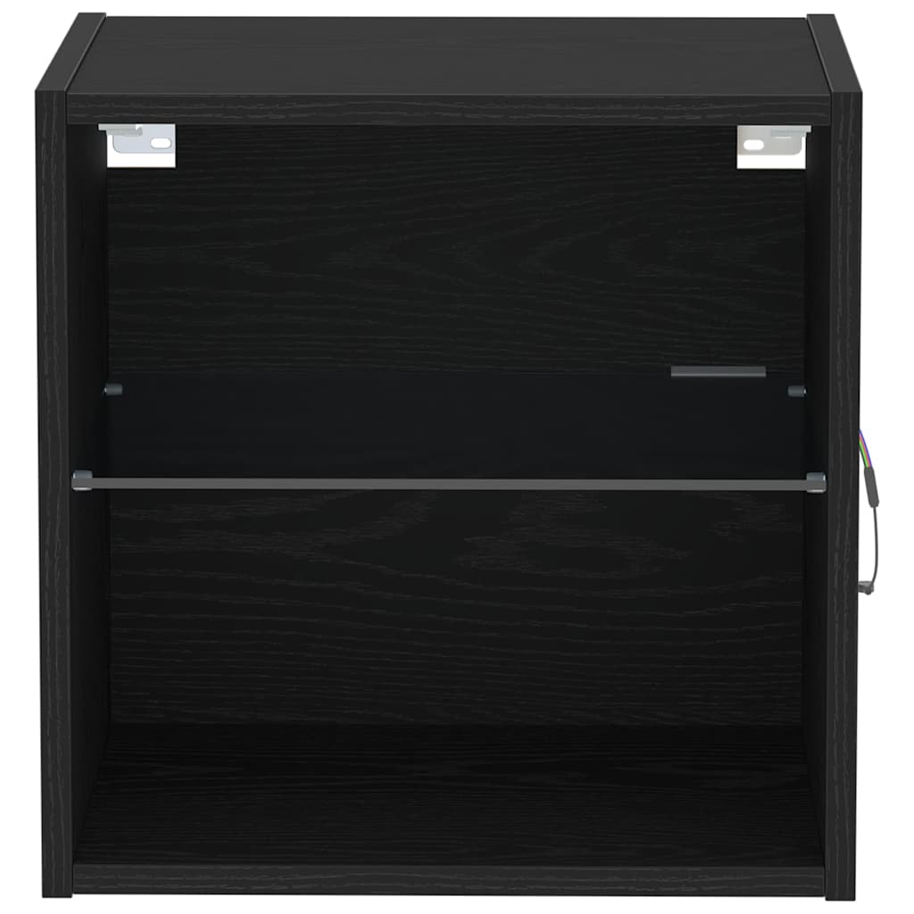 Függő polc LED világítással Fekete 40 x 28,5 x 40 cm Szerelt Fa