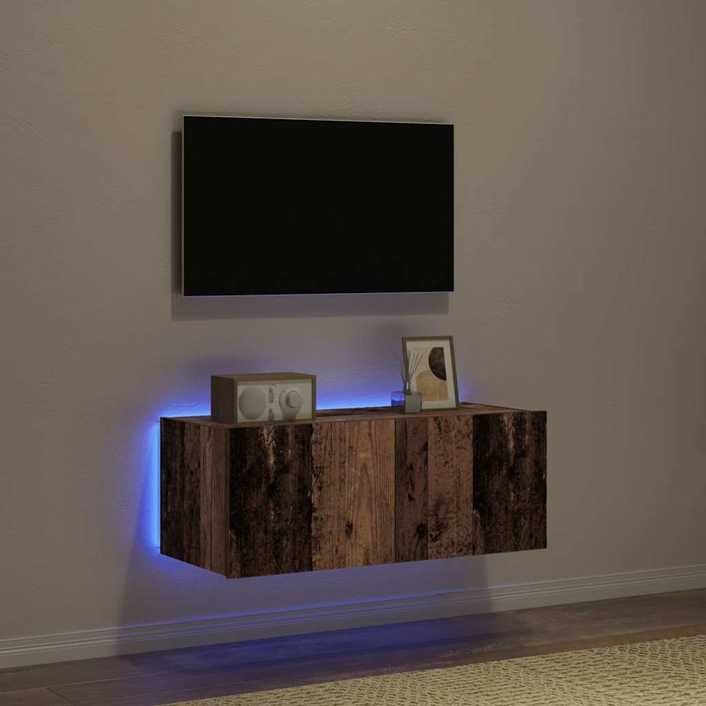 TV Fali Szekrény 80 x 35 x 31 cm Öreg fa Szerelt Fa