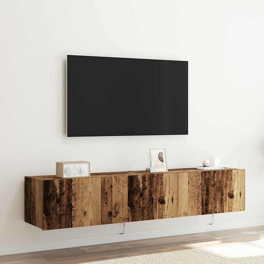 TV Fali Szekrény LED-del 2 pcs Öreg fa 80 x 35 x 31 cm Faanyag