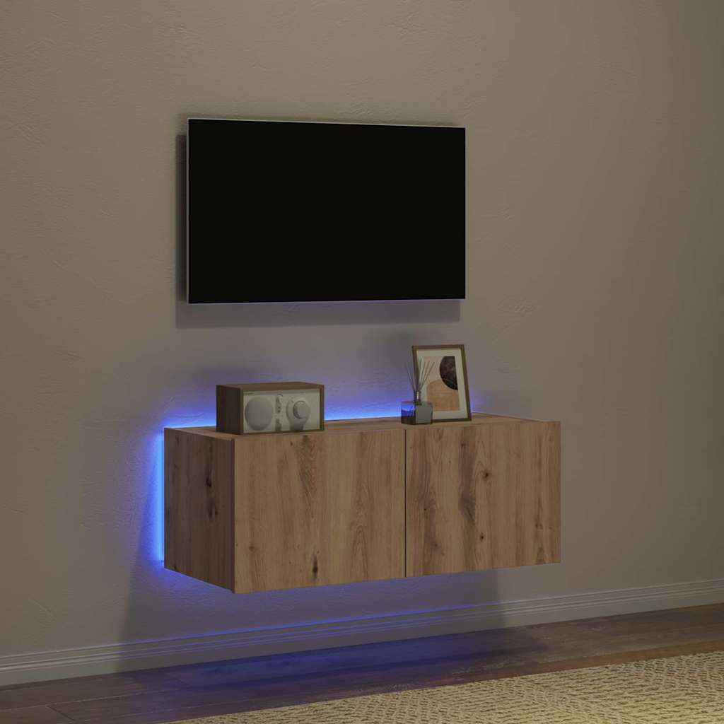 TV Fali Szekrény 80 x 35 x 31 cm Artisan tölgy Szerelt Fa