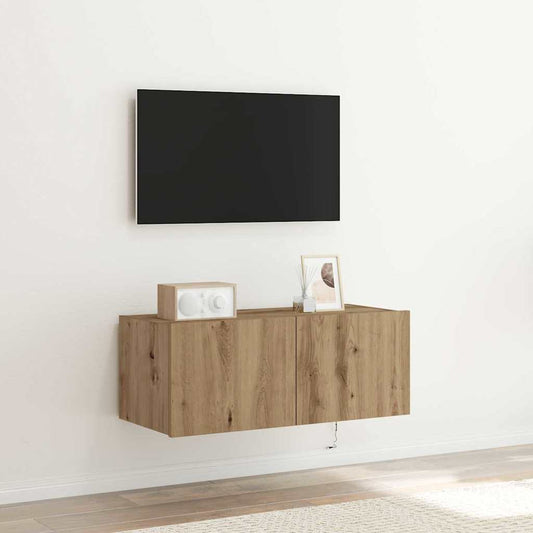 TV Fali Szekrény LED-del Artisan tölgy 80 x 35 x 31 cm Faanyag
