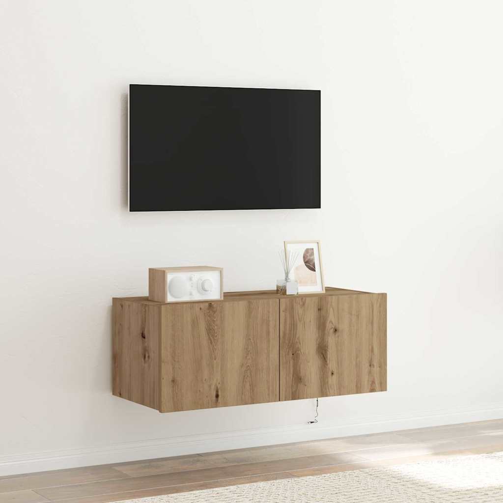 TV Fali Szekrény 80 x 35 x 31 cm Artisan tölgy Szerelt Fa