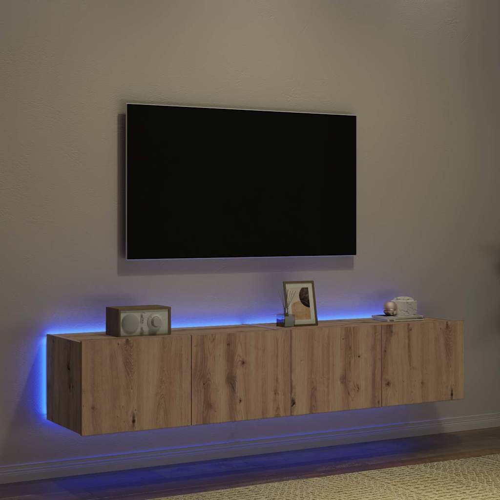 TV Fali Szekrény 2 pcs Artisan tölgy Szerelt Fa