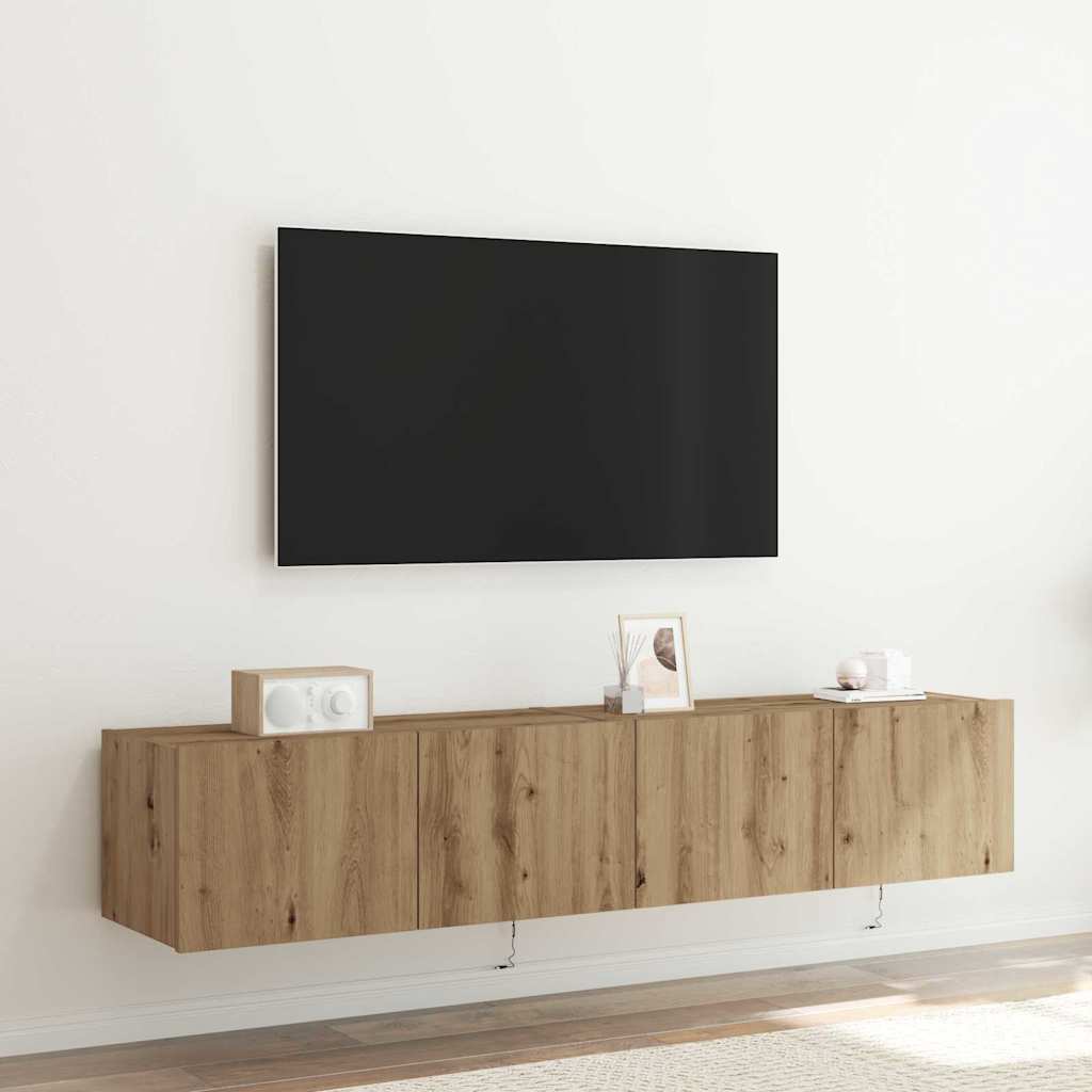 TV Fali Szekrény 2 pcs Artisan tölgy Szerelt Fa