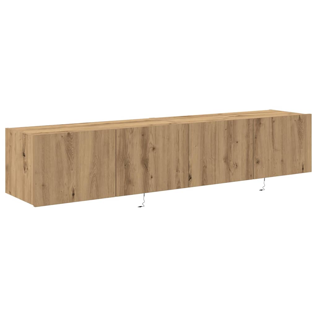 TV Fali Szekrény 2 pcs Artisan tölgy Szerelt Fa