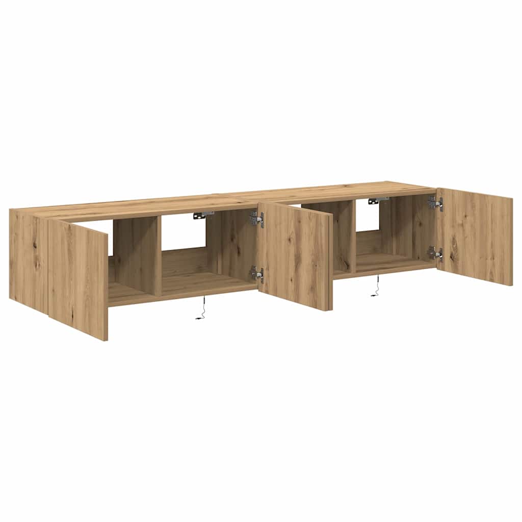 TV Fali Szekrény 2 pcs Artisan tölgy Szerelt Fa