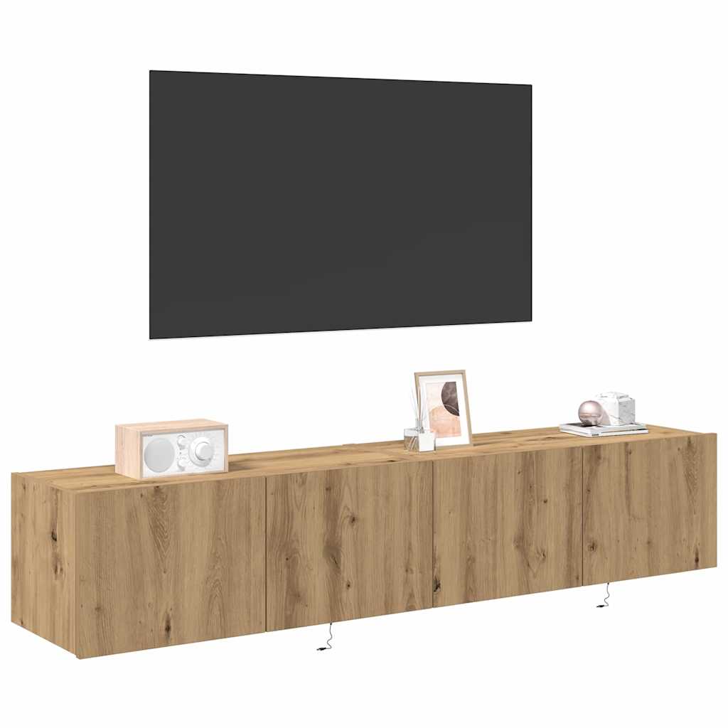 TV Fali Szekrény 2 pcs Artisan tölgy Szerelt Fa