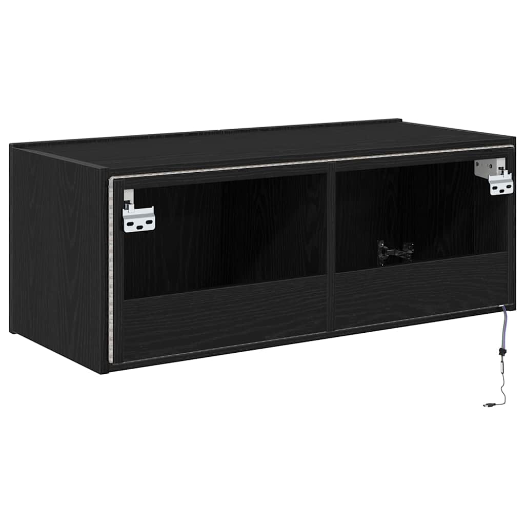 TV Fali Szekrény 80 x 35 x 31 cm Fekete tölgy Szerelt Fa