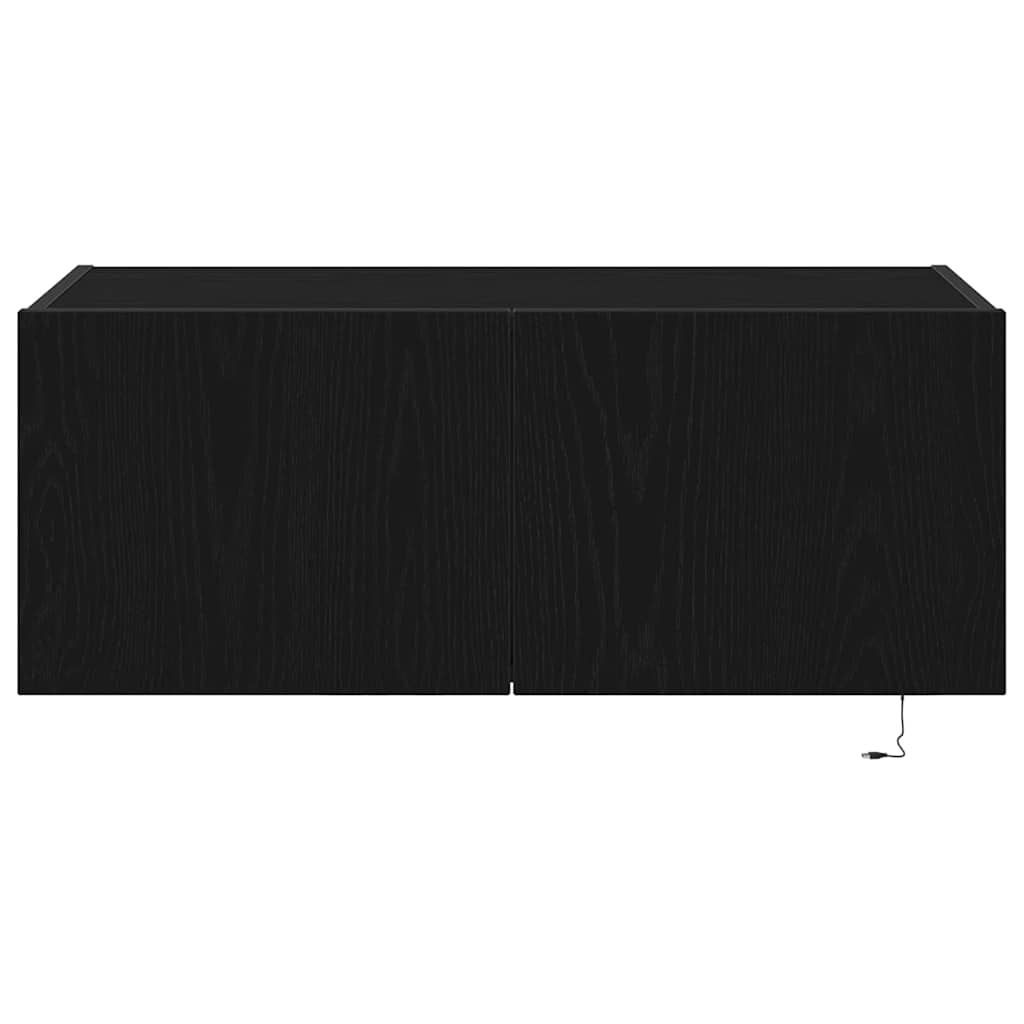 TV Fali Szekrény 80 x 35 x 31 cm Fekete tölgy Szerelt Fa