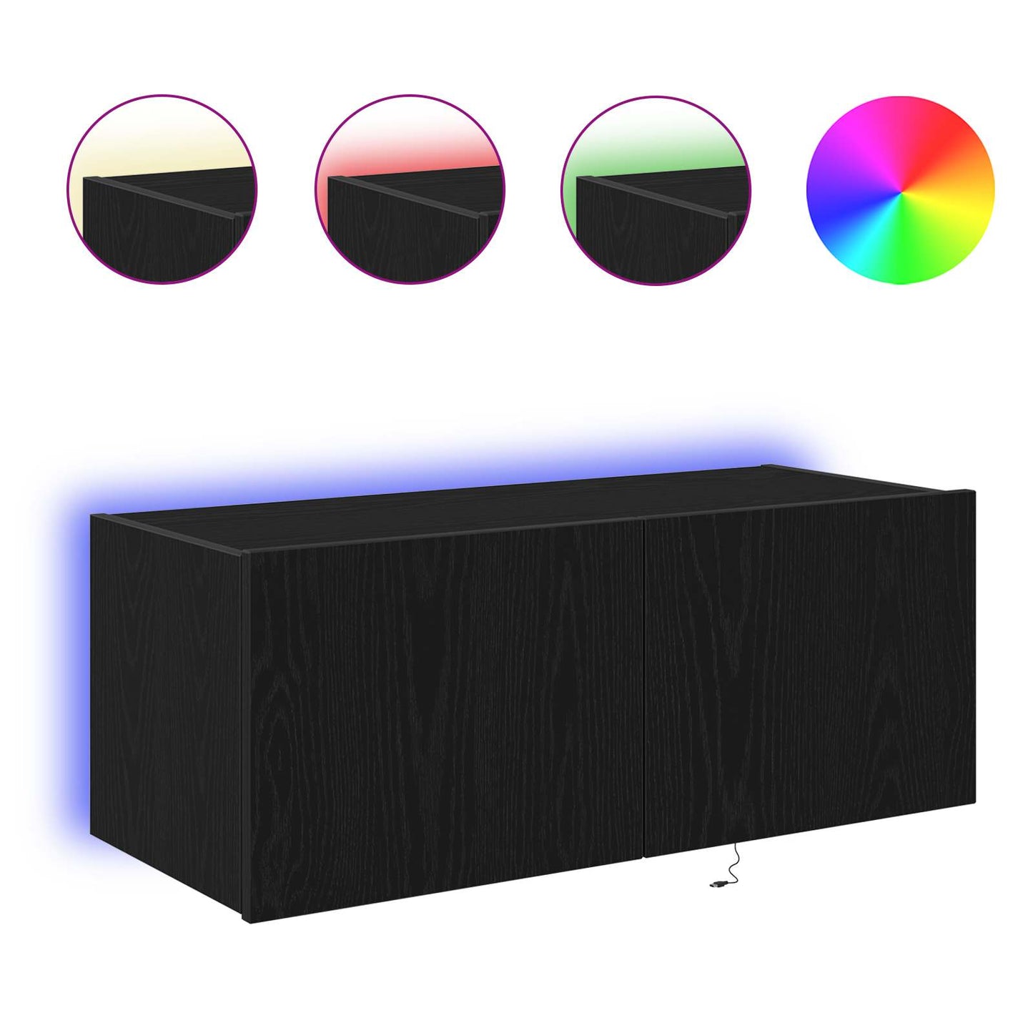 TV Fali Szekrény 80 x 35 x 31 cm Fekete tölgy Szerelt Fa