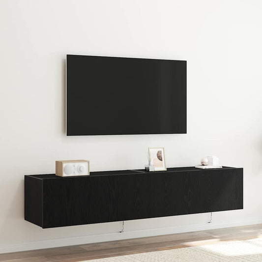 TV Fali Szekrény 2 pcs Fekete tölgy 80 x 35 x 31 cm Faanyag