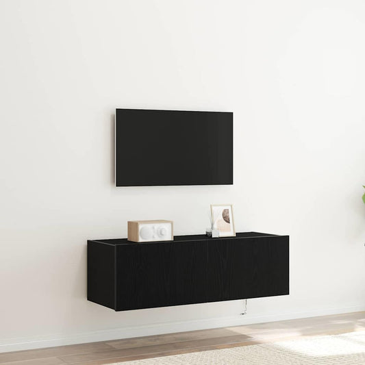 TV Fali Szekrény 2 pcs Fekete tölgy 100 x 35 x 31 cm Faanyag