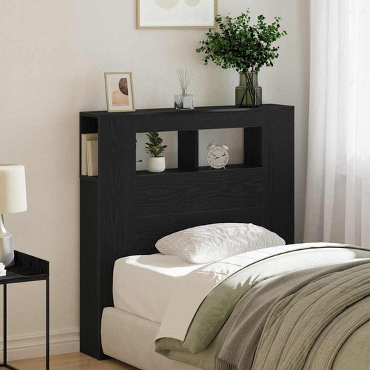 LED ágytámla Fekete tölgy 100 x 18,5 x 103,5 cm Faanyag